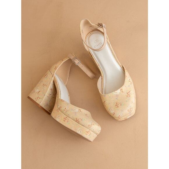 Oasis Society Oslo Floral Block Heel Shoes – Women’s US 9 – Ankle Strap - Picture 2 of 16